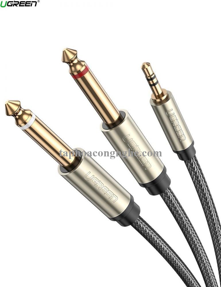 Ugreen 10618 3M màu xám cáp 3.5mm TRS ra 2 cổng 6.35mm TS AV126 30010618